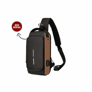 BagBoss chocolate crossbody fashion bag 32cm artificial leather with security lock chest biker bag