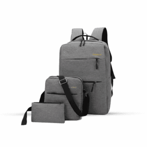 BagBoss 3 piece combo backpack set ash color showing large backpack medium handbag and small shoulder bag together