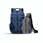 JackKevin 2-in-1 nylon combo set showing water-resistant backpack and crossbody sling bag bundle