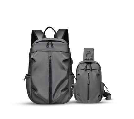 JackKevin Ash Leather Backpack & Crossbody Set