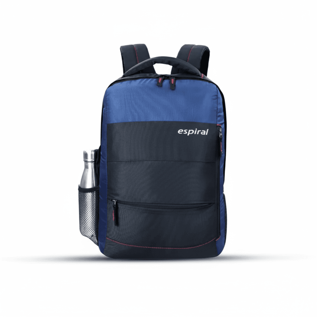 ESPIRAL slim office laptop backpack front view showing water-resistant polyester nylon fabric with professional fashion design