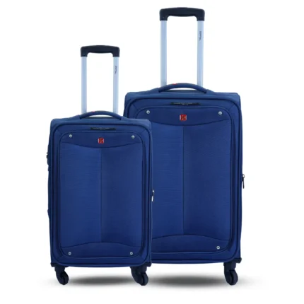 solid waterproof soft travel trolley bag blue