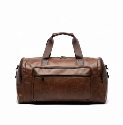 Water-Resistant PU Leather Travel Duffel Bag with Shoe Compartment